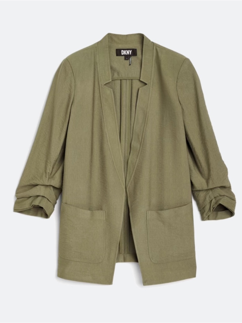 DKNY Olive Notch Scrunch Sleeve Open-Front Blazer NWT